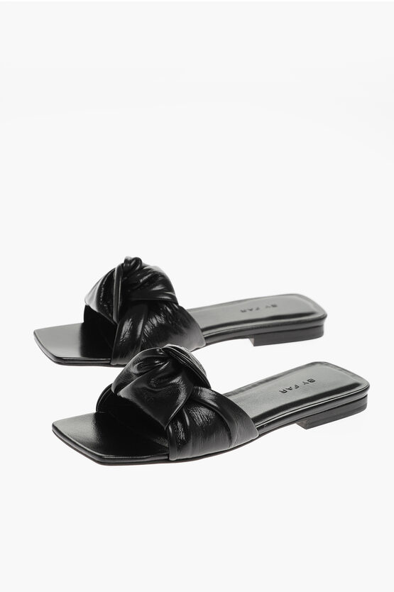 Shop By Far Patent Leather Lima Sliders With Knotted Design
