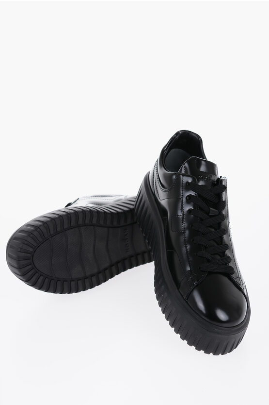 Shop Hogan Patent Leather Low-top Sneakers With Sole 5cm