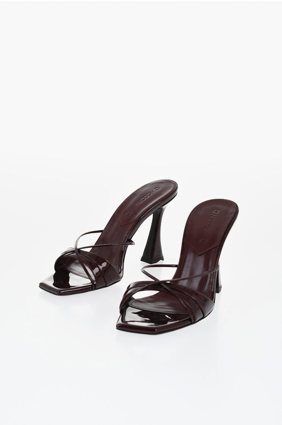 D’accori Patent Leather Lust Mules With Spool Heel 9cm In Burgundy