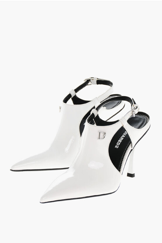 Dsquared2 Patent Leather Mary Jane Slingbacks 10cm In White