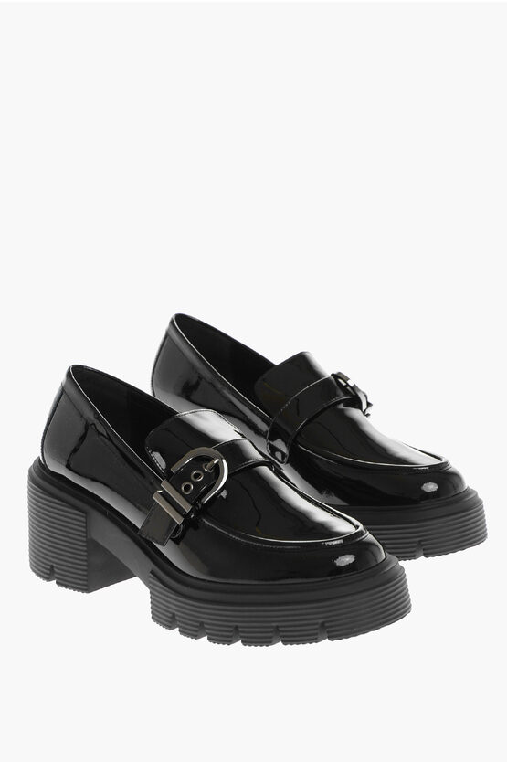 Shop Stuart Weitzman Patent Leather Maverick Loafers With Strap