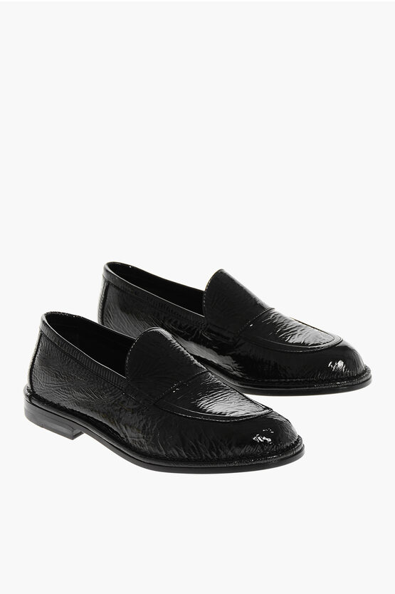 Pierre Hardy Patent Leather Noto Loafers With Cuir Sole In Black