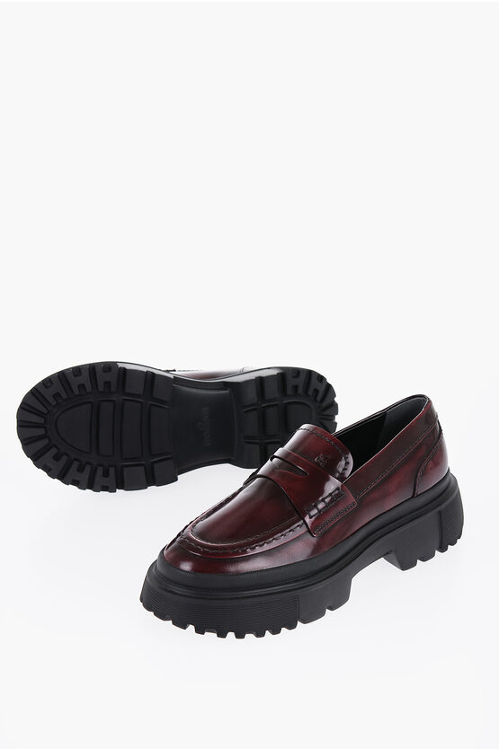 Hogan Bordeaux Leather Tank Moccasin