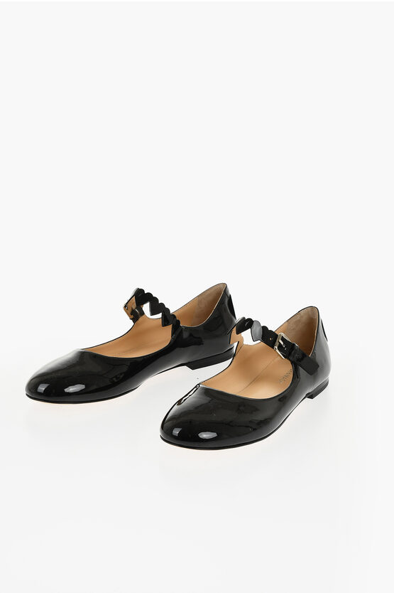 Mach&mach Patent Leather Petit Coeur Mary Jane Ballet Flats In Black