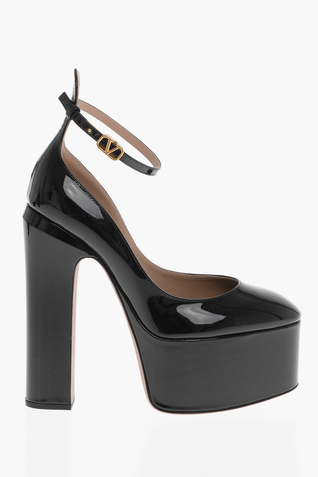 Valentino Patent Leather Platform Pumps with Ankle Strap 15cm damen Glamood Outlet