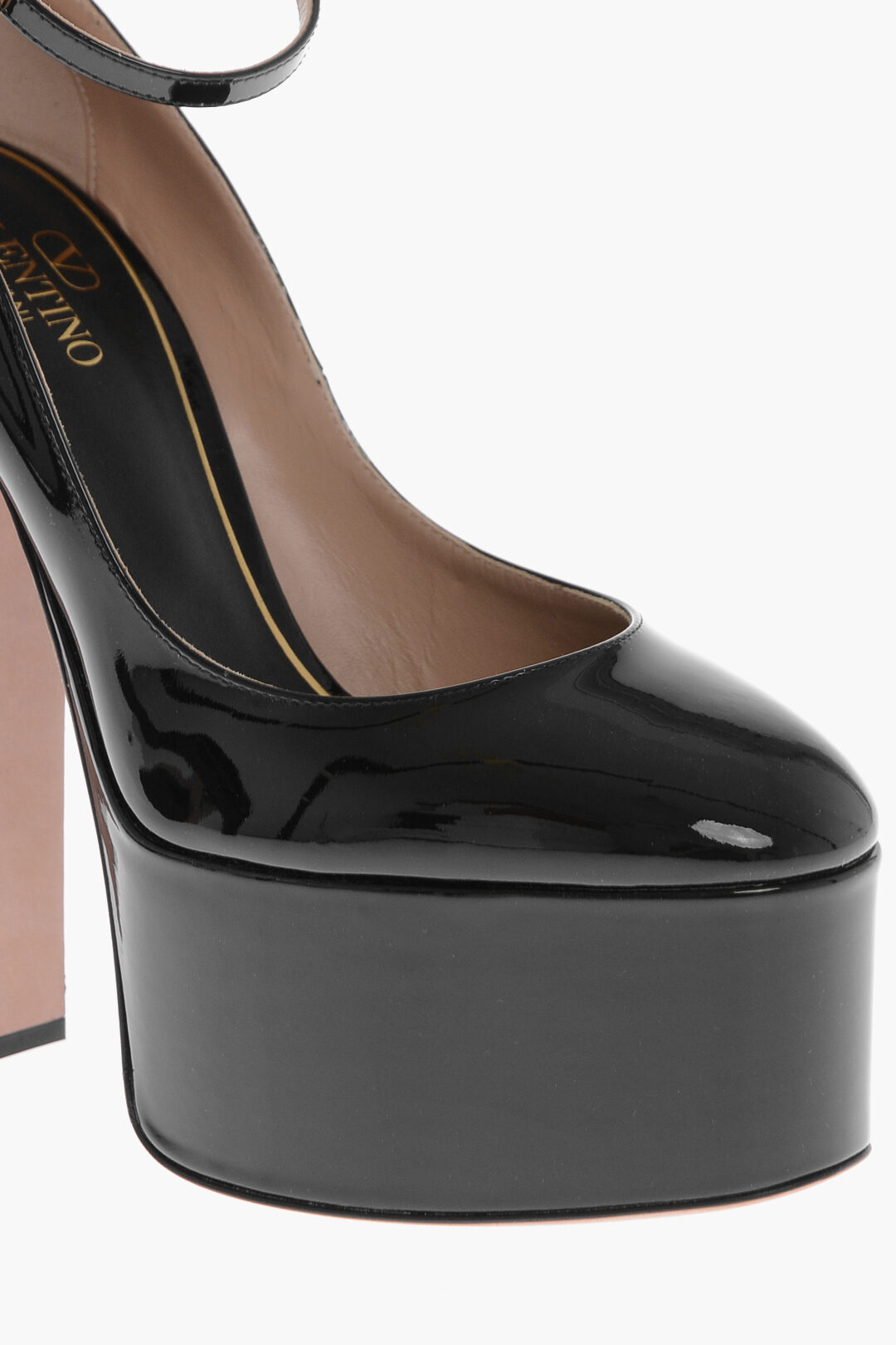 Black leather platform pumps online