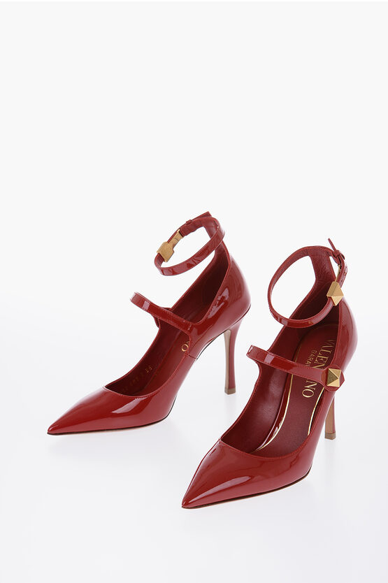 Shop Valentino Patent Leather Pumps With Straps Heel 10 Cm