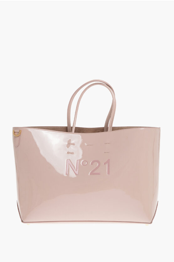 N°21 Patent Leather Shopper Bag With Flared Design In Pink
