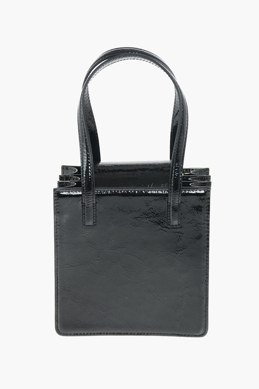 Marge Sherwood Black Patent Box Shoulder Bag