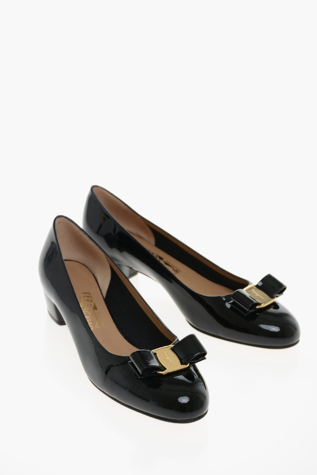 Salvatore Ferragamo Patent Leather VARA Ballet Flats with Bow