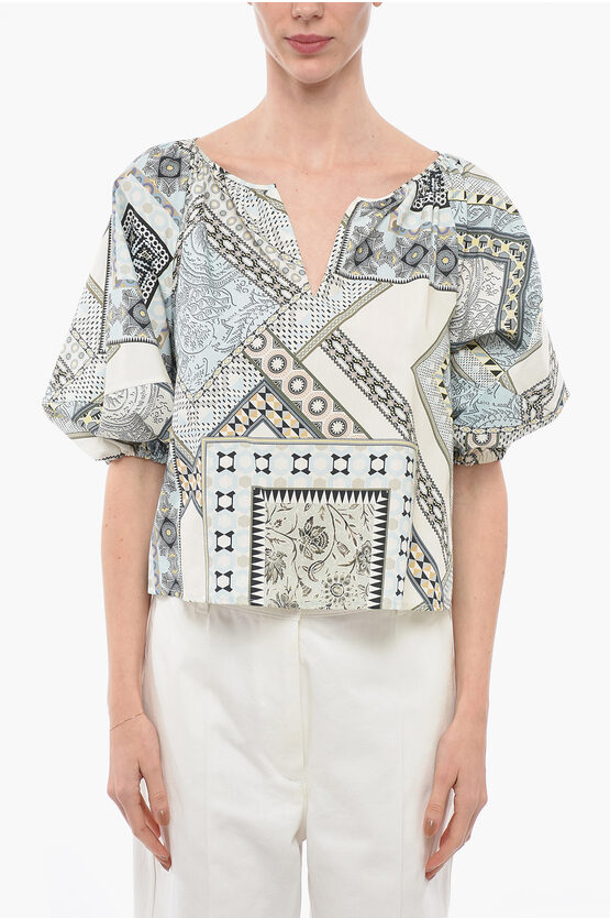 Etro Pattern Print Puffed Sleeves Blouse In Multi