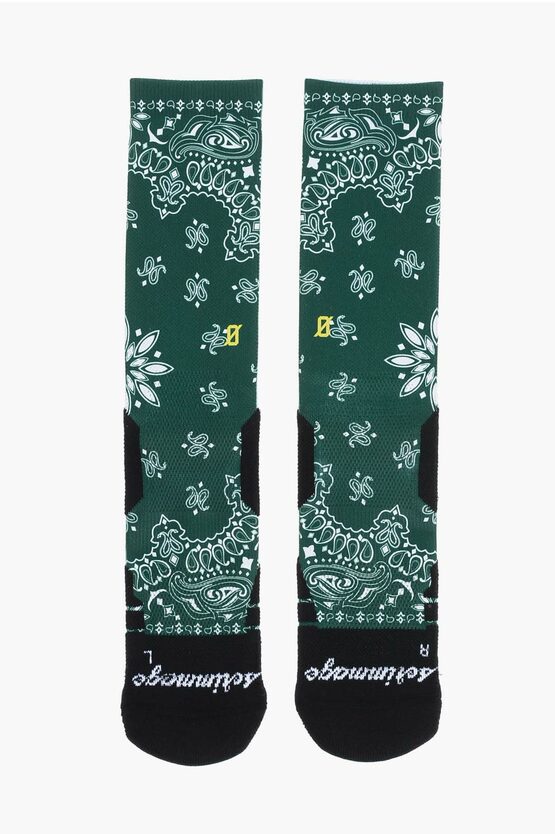 Scrimmage Patterned Bandana Long Socks In Green