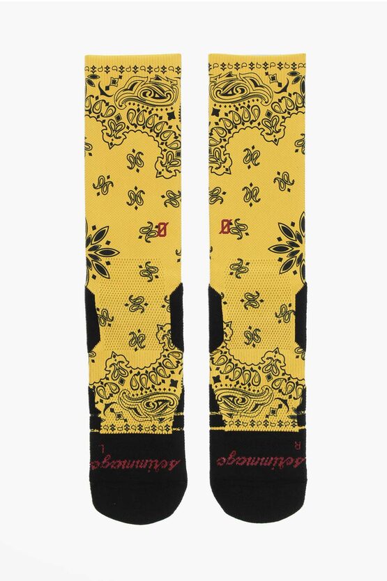 Scrimmage Kids' Patterned Bandana Long Socks In Yellow