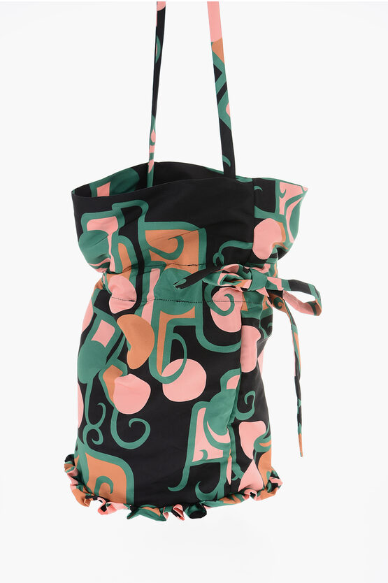 Shop La Doublej Patterned Bucket Bag With Ruffle Details