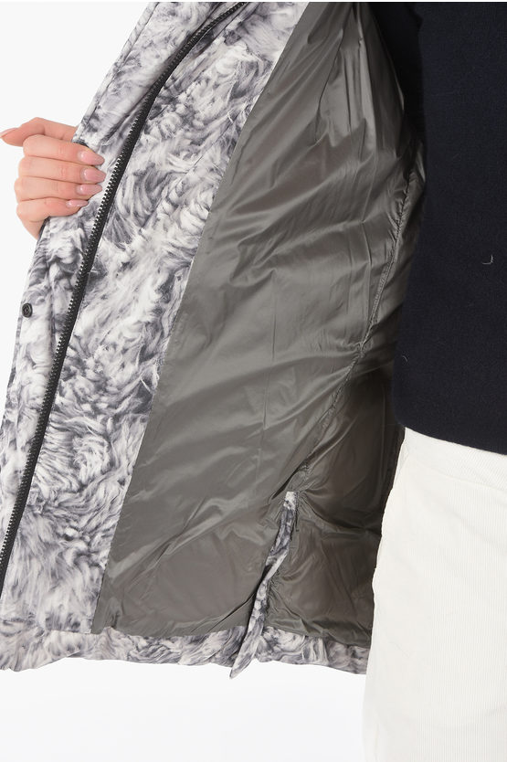 Woolrich patterned down jacket with removable hood women Glamood Outlet