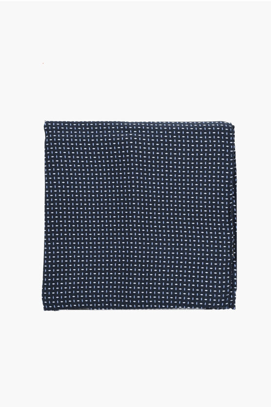 Corneliani Patterned Pure Silk Pocket Square In Blue
