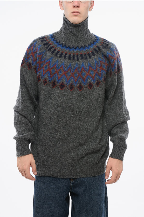 Howlin' Patterned Pure Wool Oxford Turtleneck Sweater