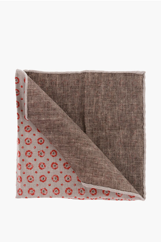 Brunello Cucinelli Patterned Silk And Cotton Pocket Square In Brown