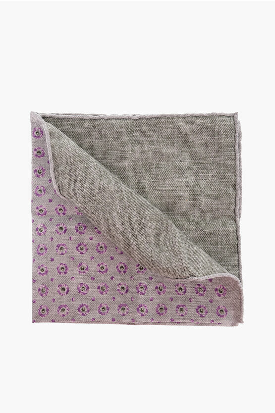 Brunello Cucinelli Patterned Silk And Cotton Pocket Square In Pink