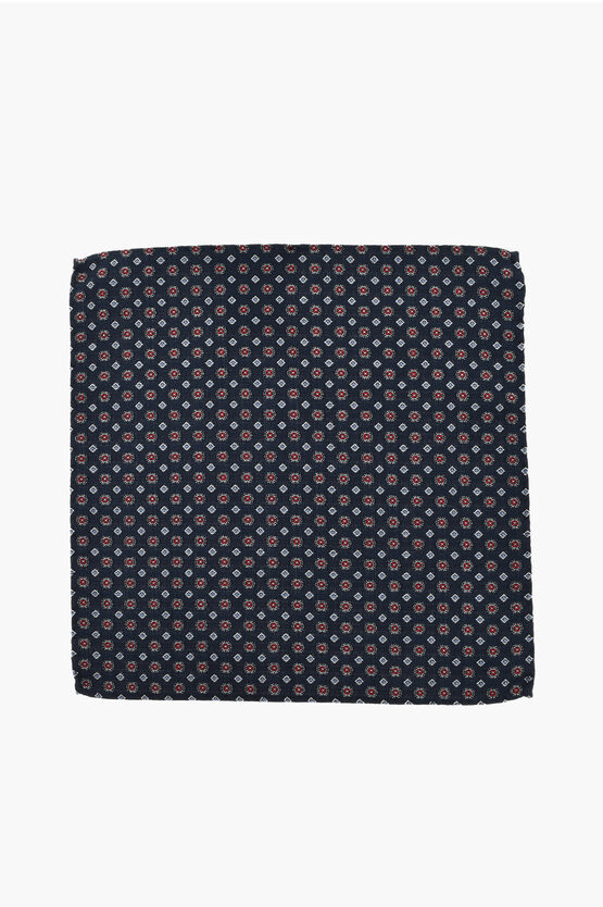 Dsquared2 Patterned Silk And Cotton Pocket Square In Blue