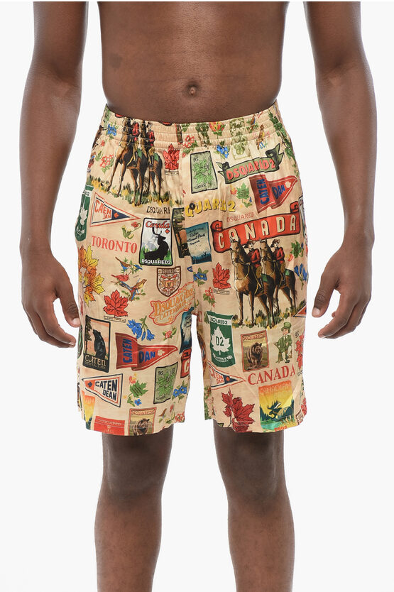 Dsquared2 Patterned Silk Blend Pijama Shorts