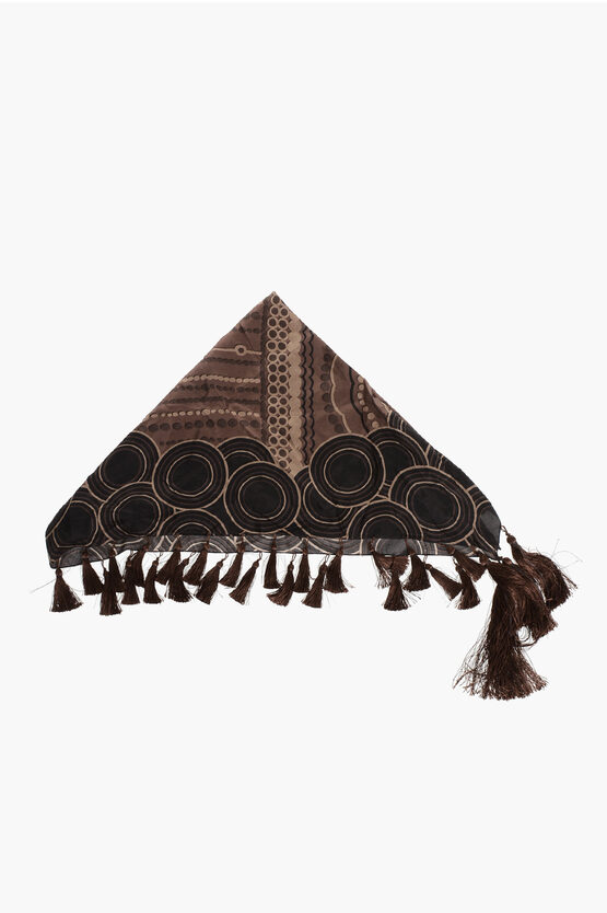 Dsquared2 Patterned Silk Foulard With Tassels