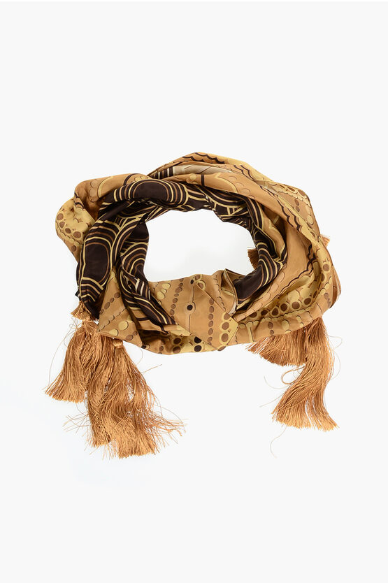 Dsquared2 Patterned Silk Foulard With Tassels