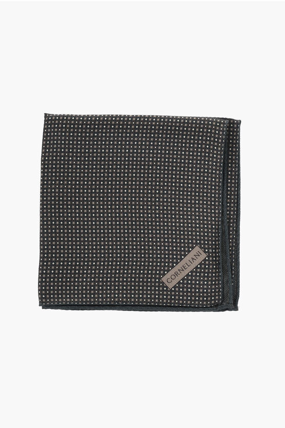 Corneliani Patterned Silk Pocket Square In Black