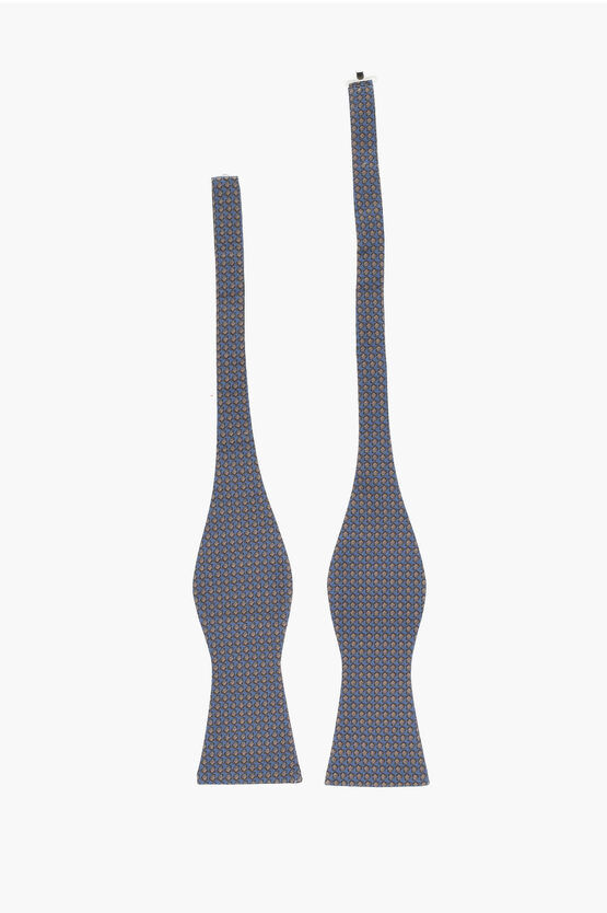 Corneliani Patterned Silk Self-bow Tie In Blue
