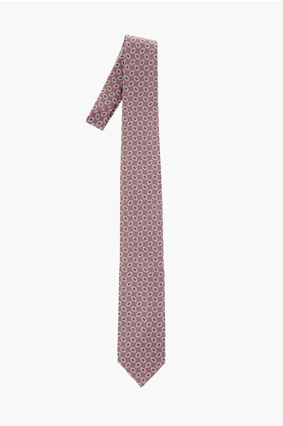 Corneliani Patterned Silk Tie In Brown