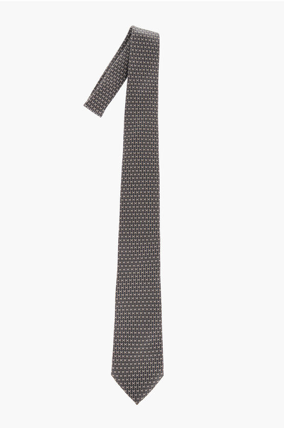 Ermenegildo Zegna Patterned Silk Tie In Gray