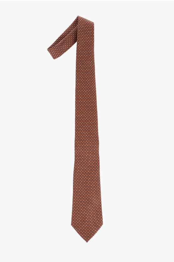 Ermenegildo Zegna Patterned Silk Tie In Brown
