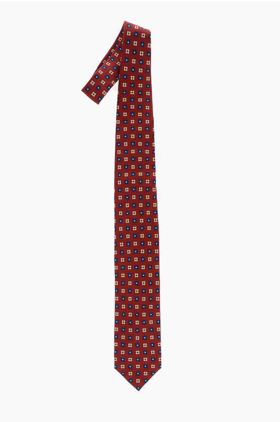 Marzullo Patterned Silk Tie In Red