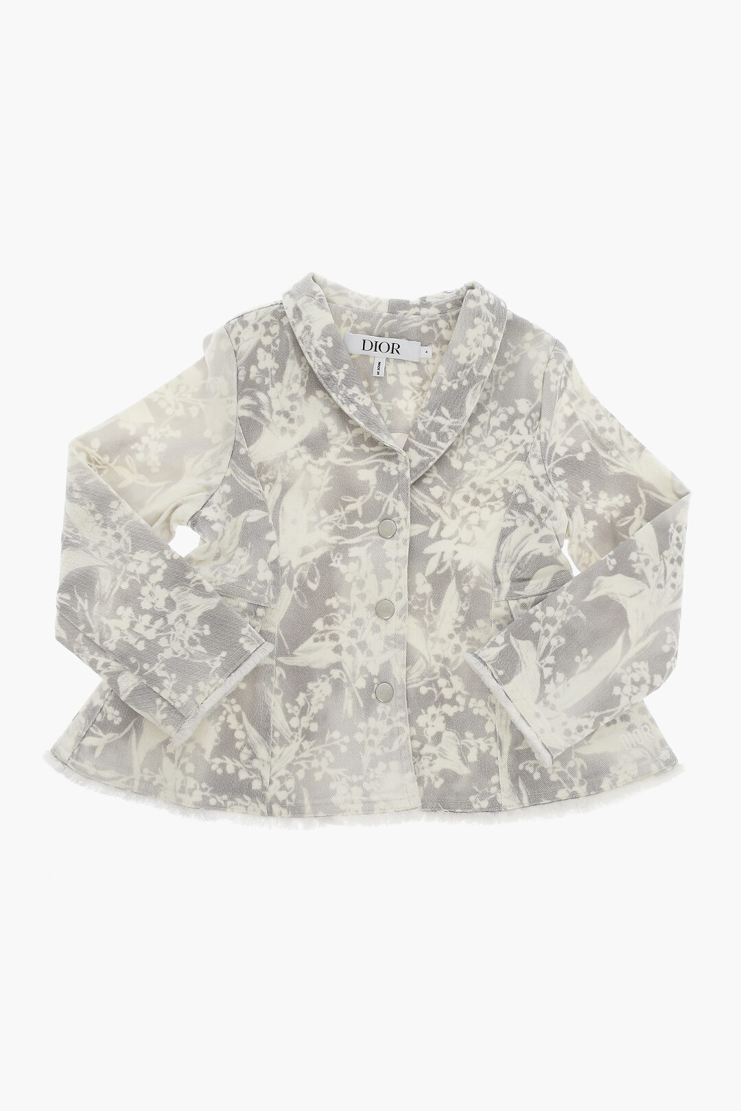 Dior Kids Patterned Stretch Denim Jacket with Logoed Buttons