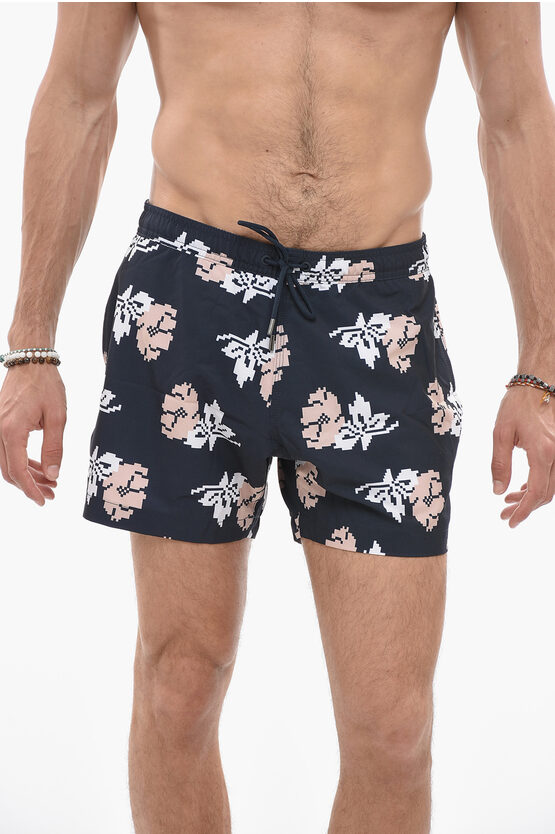 Shop Michael Kors Patterned Stretch Fabric Swim Shorts