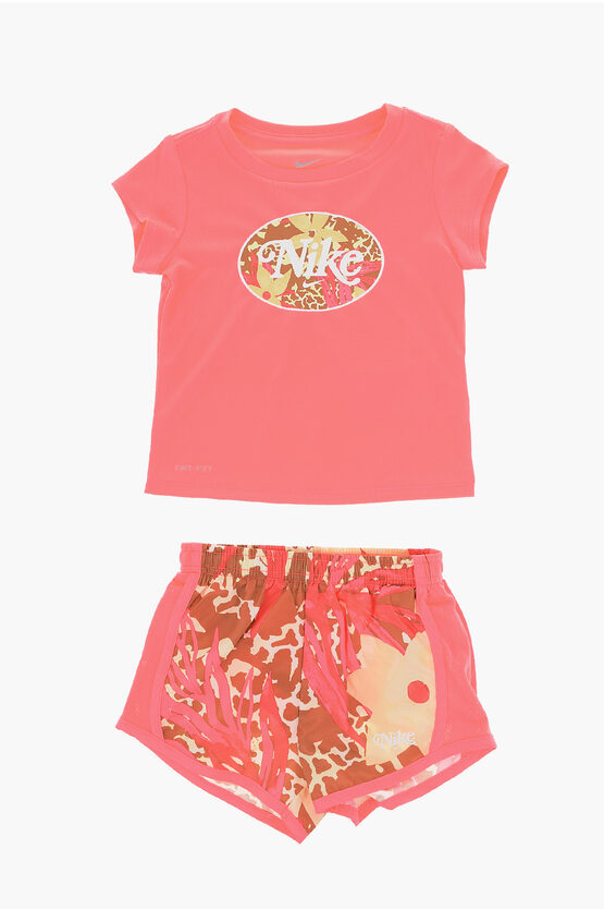 Nike Kids' Patterned T-shirt And Shorts Set In Red