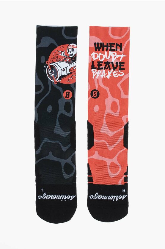 Scrimmage Patterned Two-tone Kamikaze Socks In Black