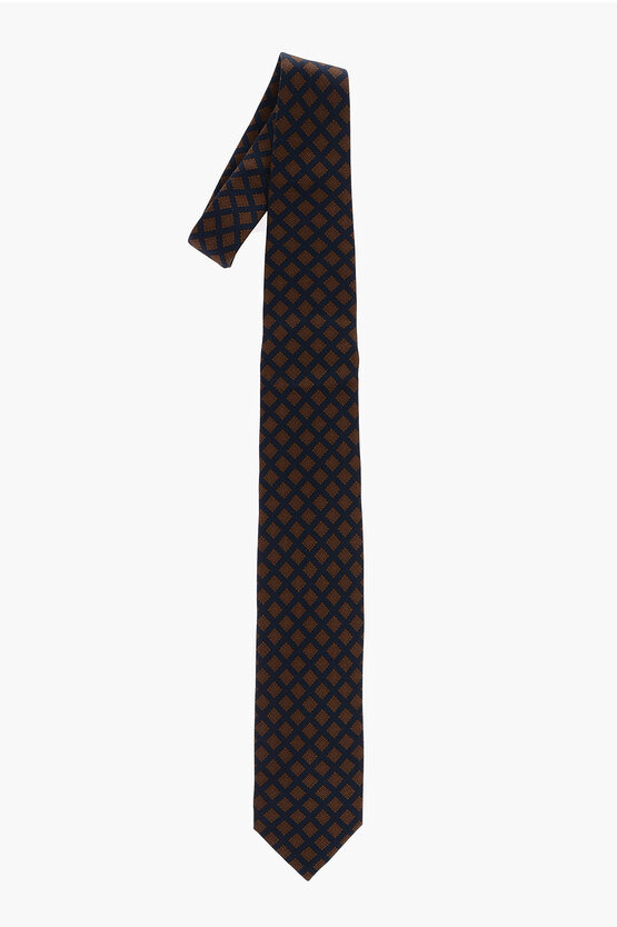 Marzullo Patterned Two-tone Silk Tie In Black