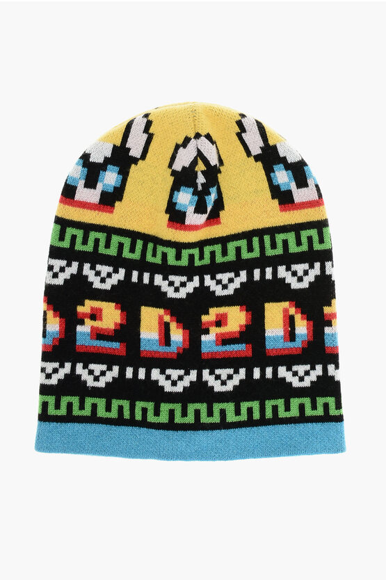 Dsquared2 Patterned Wool Blend Gaming Beanie