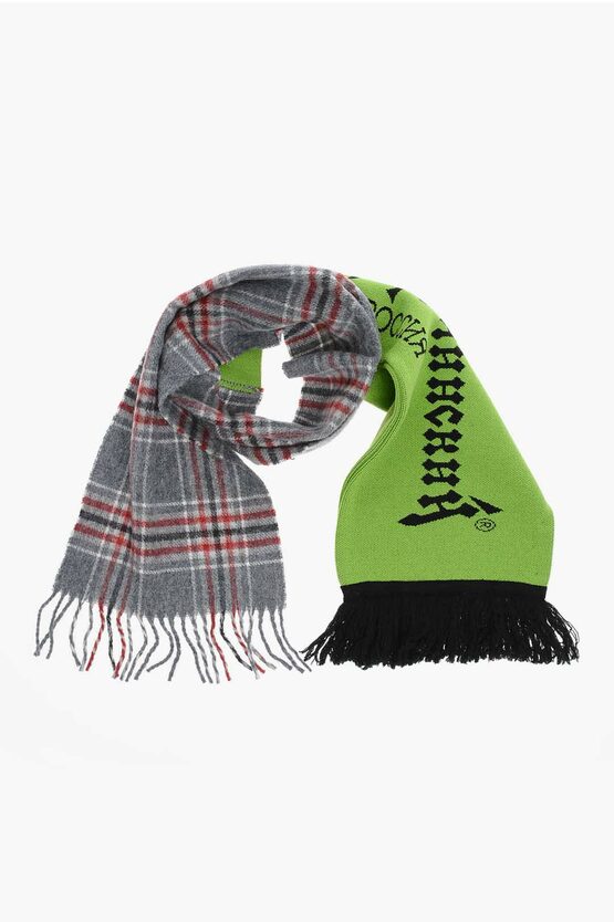 Gosha Rubchinskiy Patterned Wool Blend Scarf with Fringes men