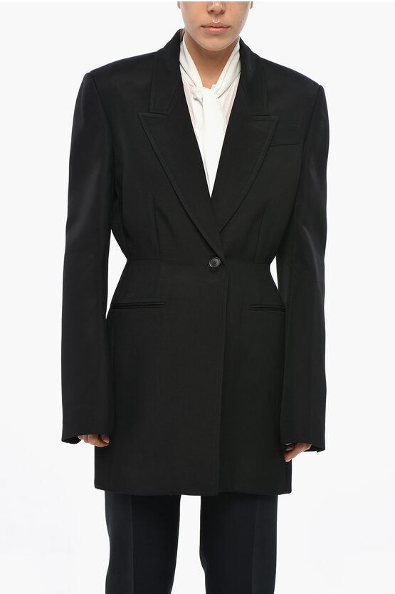 Khaite Peak Lapel Beckett Slim Fit Blazer In Black