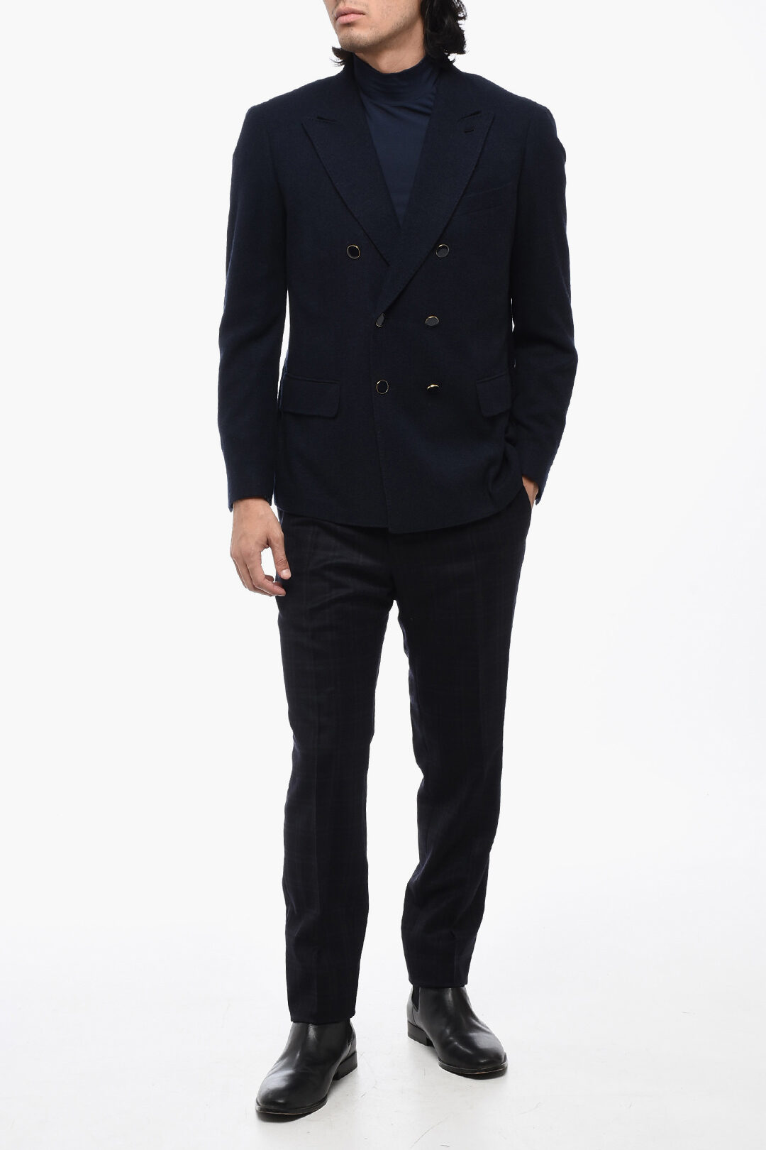 Reveres 1949 Peak Lapel Cashmere Double Breasted Blazer men