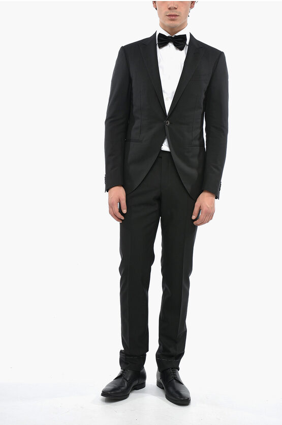 Corneliani Peak Lapel Cerimonia Academy Pinstriped Suit In Black