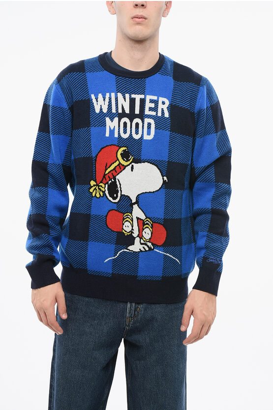 Mc2 Saint Barth Peanuts Checked Wool Blend Winter Mood Crew-neck Sweater