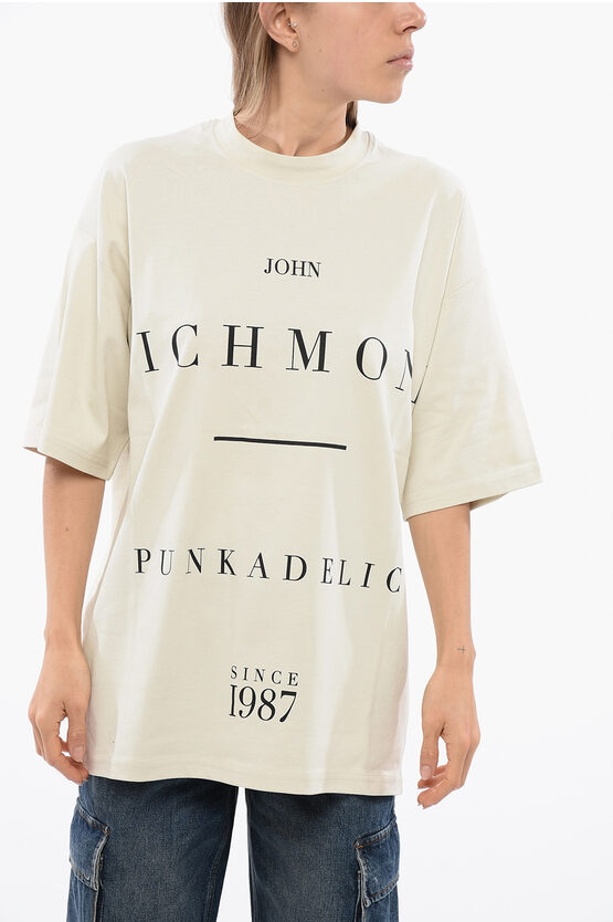 John Richmond Pelac Oversized T-shirt With Contrasting Print In Neutral