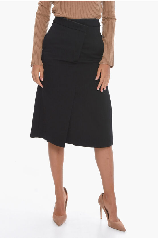 Jil Sander Pencil Skirt With Buckle Detail In Black
