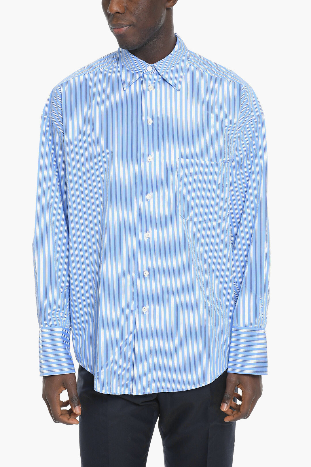 Pencil Striped Shirt with Breast Pocket