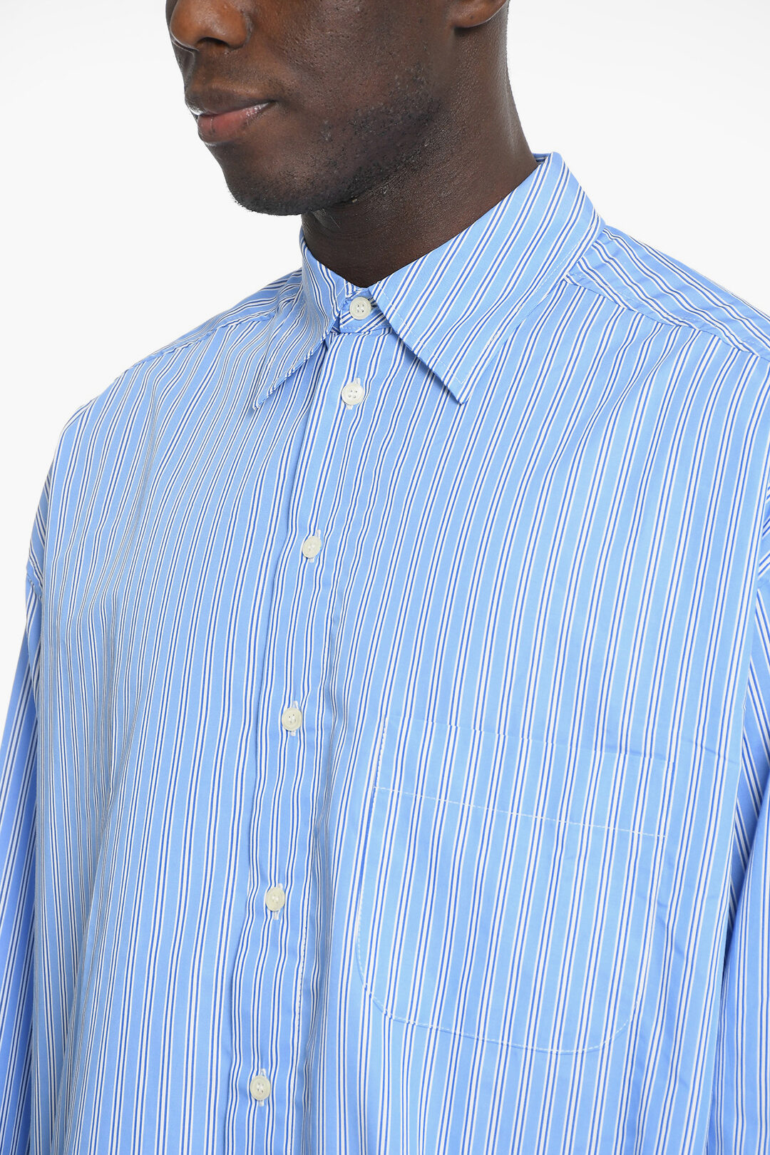 Pencil Striped Shirt with Breast Pocket