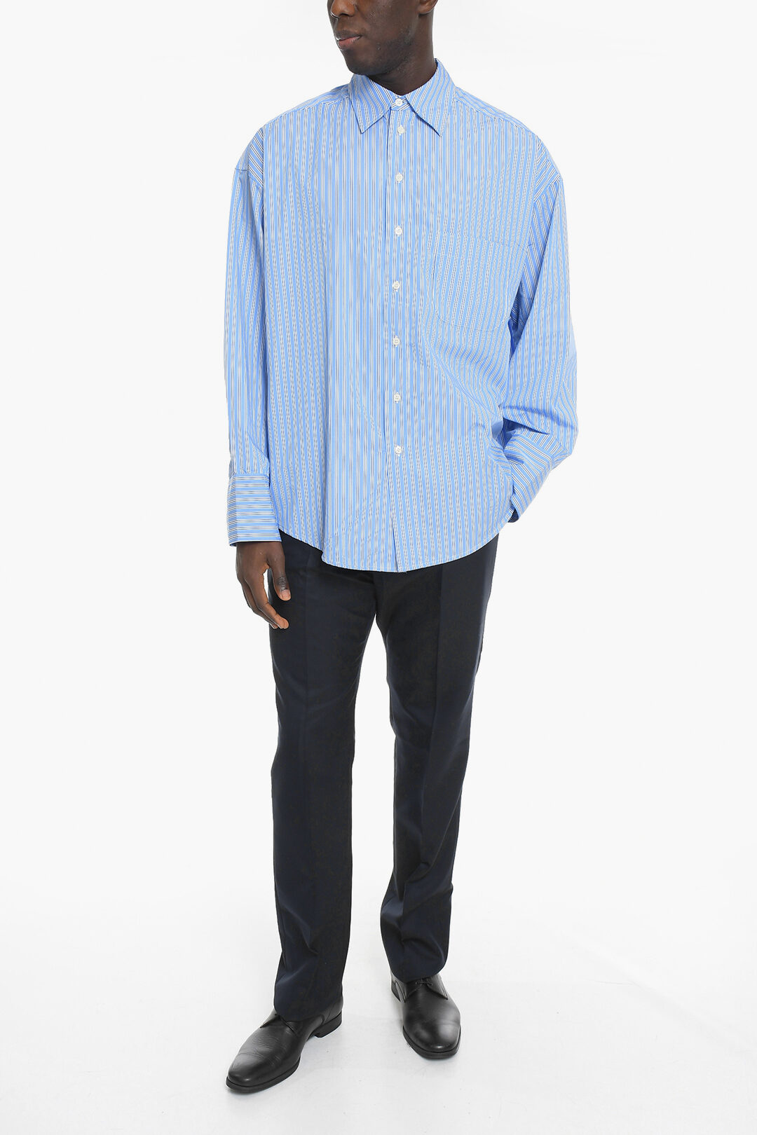 Pencil Striped Shirt with Breast Pocket