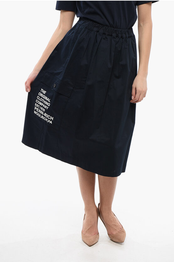 Woolrich Penn-rich Cotton Blend Midi Skirt With Utility Pockets
